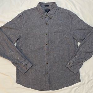 J Crew - Navy Jaspe Button Down Shirt with Tortoise Shell Style Buttons